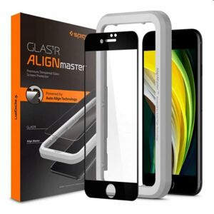 Tvrdené sklo Spigen AlignMaster FC pre Apple iPhone SE/8/7, čierne AGL01294