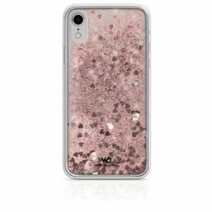 White Diamonds Sparkle Case Clear iPhone Xr, Rose Gold Hearts 1380NSP11