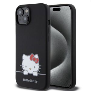 Zadný kryt Hello Kitty Liquid Silicone Daydreaming Logo pre Apple iPhone 15, čierne 57983116913